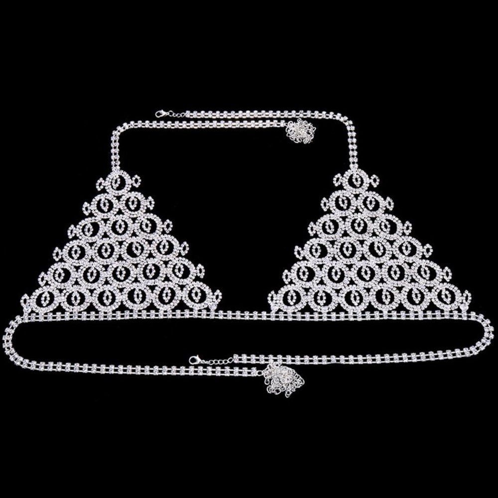 Evil Eye Underwear Set Women Crystal Panties Waist Chain Bra Thong Body Jewelry - Picture 8 of 10